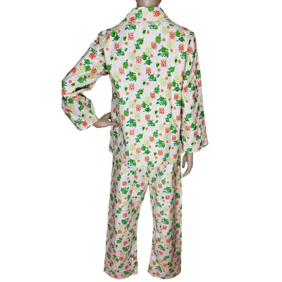 VTG 70s Cotton Floral LS Button-Down Top & Pants Pajama Set Two Piece NEW - Picture 6 of 13